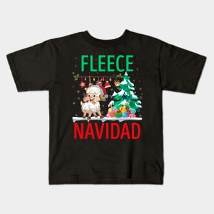 fleece navida funny Christmas sheep | sheep with Santa hat Christmast gift farmer sheep lover Kids T-Shirt